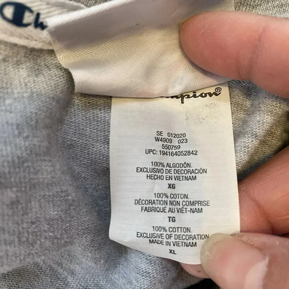 Champion Sweatshirt Hoodie Authentic Athleticwear Unisex XL Gray Pocket Pullover - Picture 5 of 9